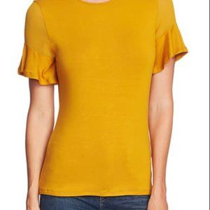VINCE CAMUTO Fitted Flutter Sleeve Blouse In Honey